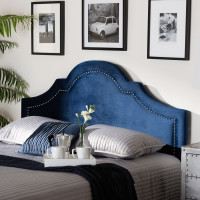 Baxton Studio BBT6567-Navy Blue-HB-Queen Rita Modern and Contemporary Navy Blue Velvet Fabric Upholstered Queen Size Headboard